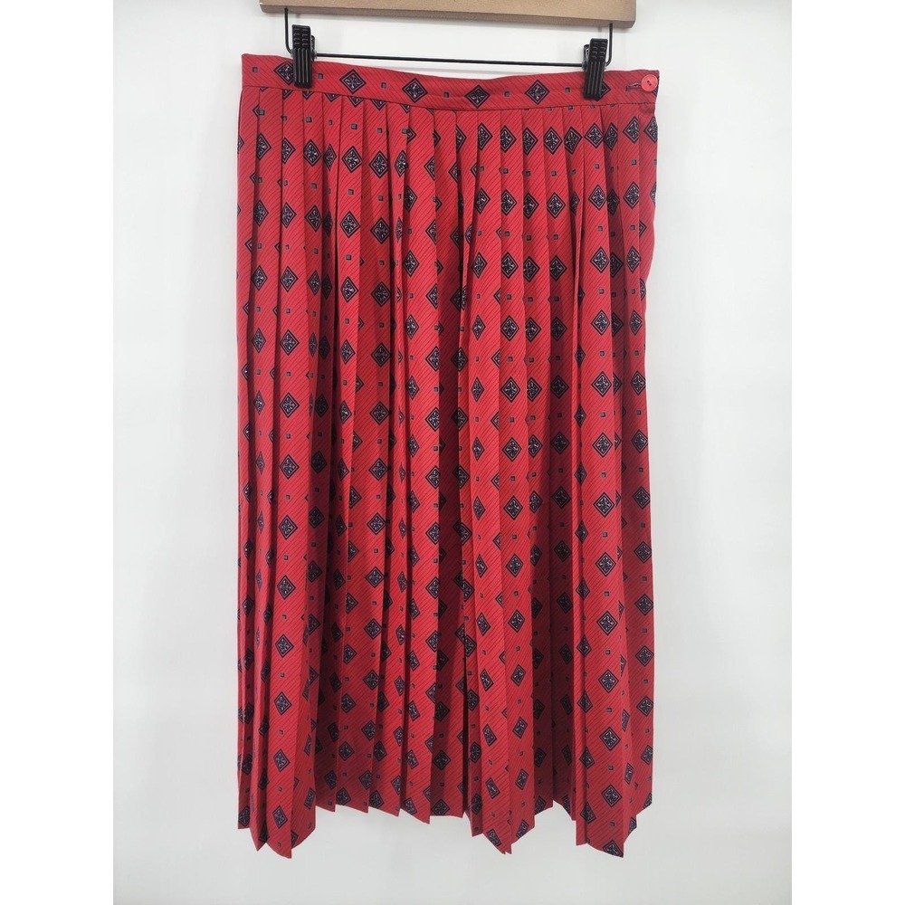 Pendleton bintage Red Geometric Pleated Midi Skirt Size 14‎ 31"